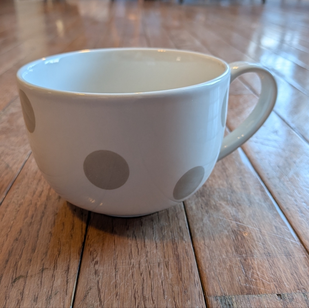kate spade White and Gray Polka Dot Mug
